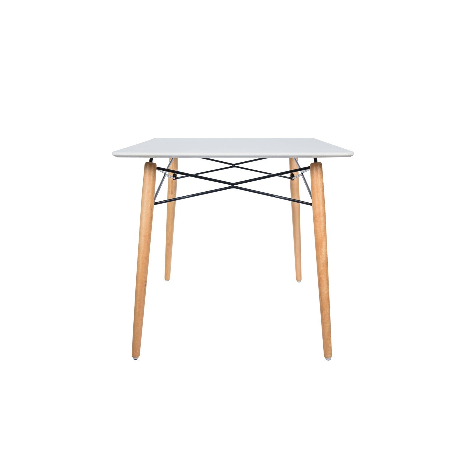 Dover Rectangle Dining Table With Glass Tabletop and Beech Wood Eiffel Base