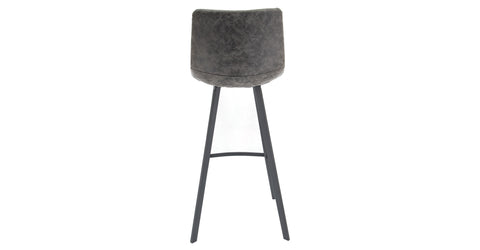 Elland Modern Upholstered Leather Bar Stool With Iron Legs & Footrest