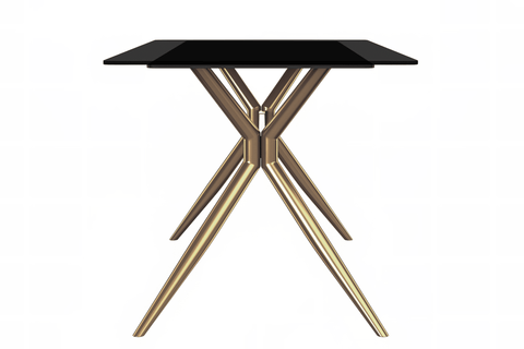 Elega Rectangular Dining Table with Sintered Stone or Glass Rectangular Top and Stainless Steel Base