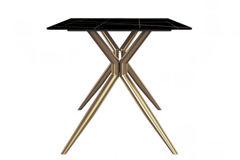 Elega Rectangular Dining Table with Sintered Stone or Glass Rectangular Top and Stainless Steel Base