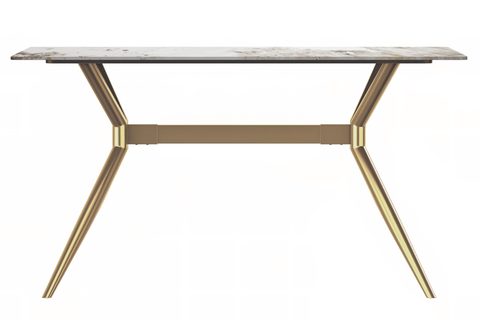 Elega Rectangular Dining Table with Sintered Stone or Glass Rectangular Top and Stainless Steel Base