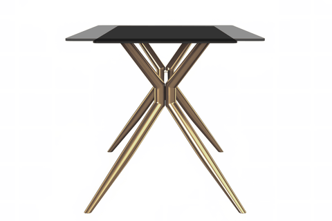 Elega Rectangular Dining Table with Sintered Stone or Glass Rectangular Top and Stainless Steel Base