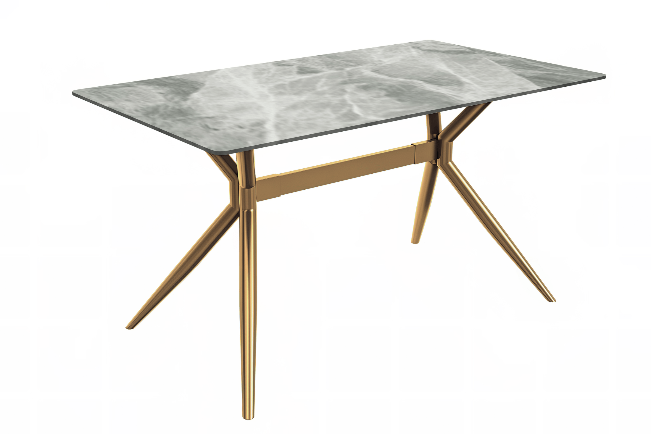 Elega Rectangular Dining Table with Sintered Stone or Glass Rectangular Top and Stainless Steel Base