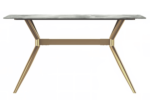 Elega Rectangular Dining Table with Sintered Stone or Glass Rectangular Top and Stainless Steel Base