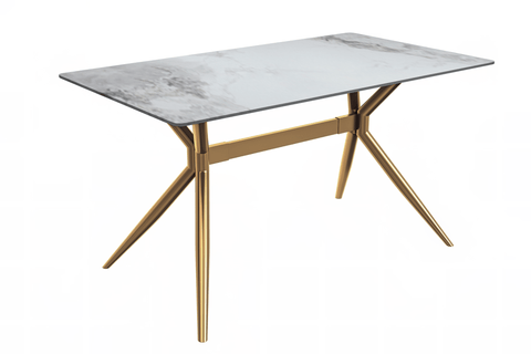 Elega Rectangular Dining Table with Sintered Stone or Glass Rectangular Top and Stainless Steel Base