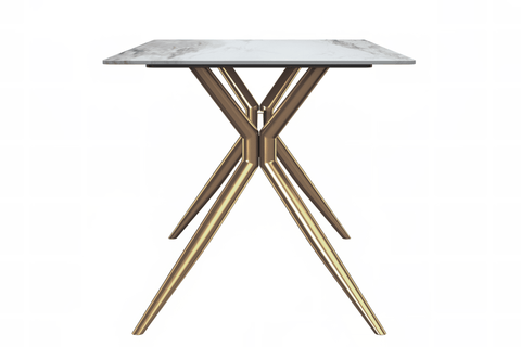 Elega Rectangular Dining Table with Sintered Stone or Glass Rectangular Top and Stainless Steel Base