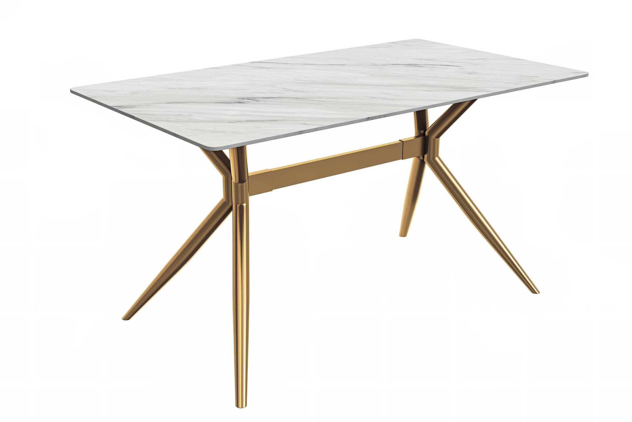 Elega Rectangular Dining Table with Sintered Stone or Glass Rectangular Top and Stainless Steel Base