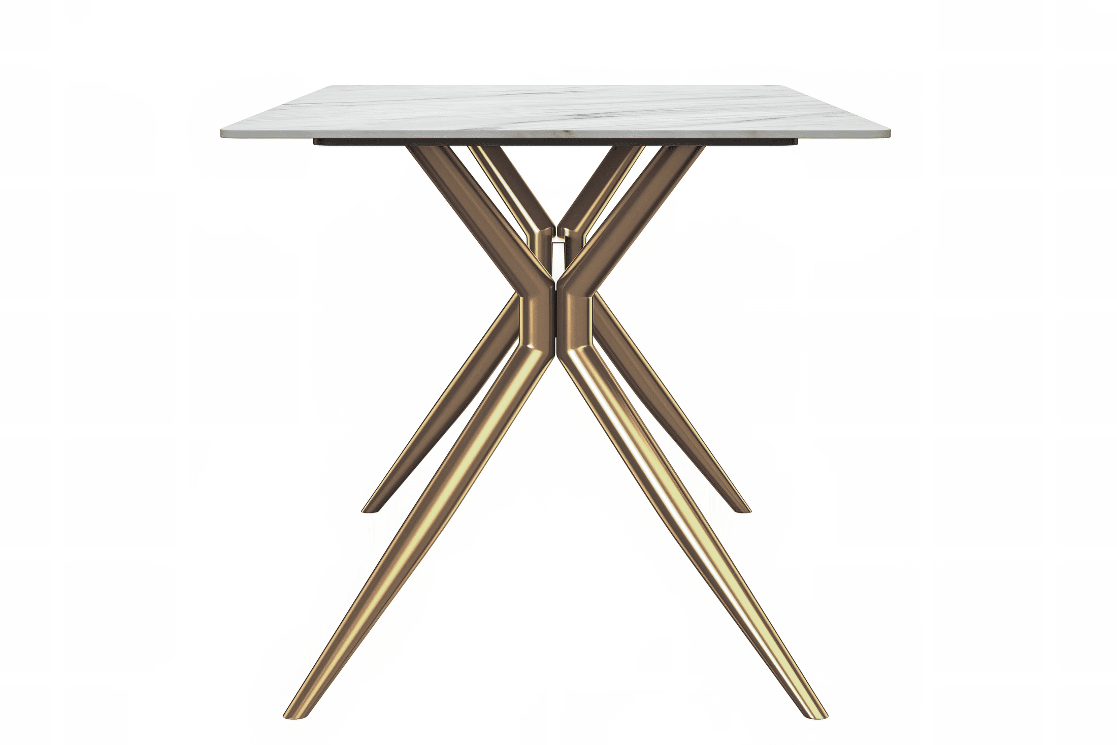 Elega Rectangular Dining Table with Sintered Stone or Glass Rectangular Top and Stainless Steel Base