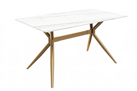 Elega Rectangular Dining Table with Sintered Stone or Glass Rectangular Top and Stainless Steel Base