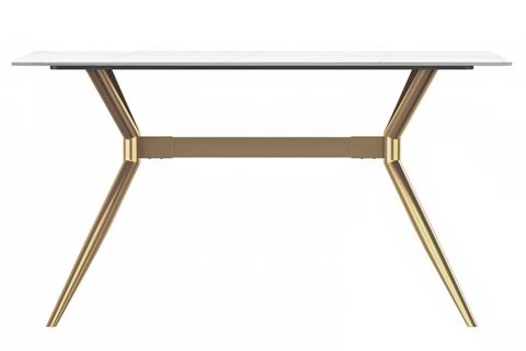 Elega Rectangular Dining Table with Sintered Stone or Glass Rectangular Top and Stainless Steel Base