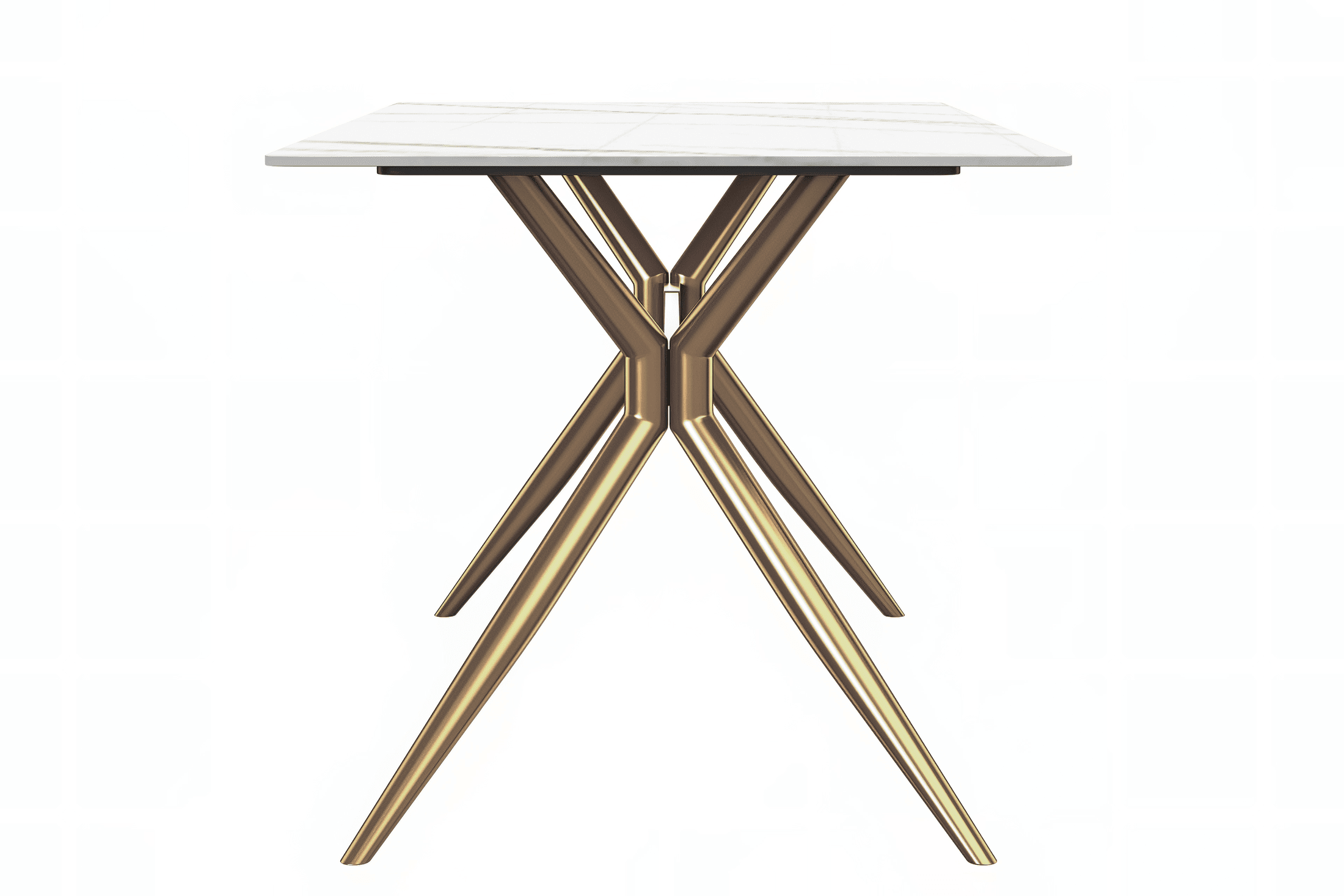 Elega Rectangular Dining Table with Sintered Stone or Glass Rectangular Top and Stainless Steel Base