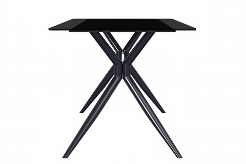 Elega Rectangular Dining Table with Sintered Stone or Glass Rectangular Top and Stainless Steel Base