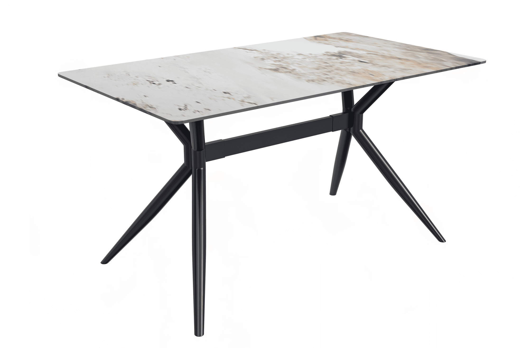 Elega Rectangular Dining Table with Sintered Stone or Glass Rectangular Top and Stainless Steel Base