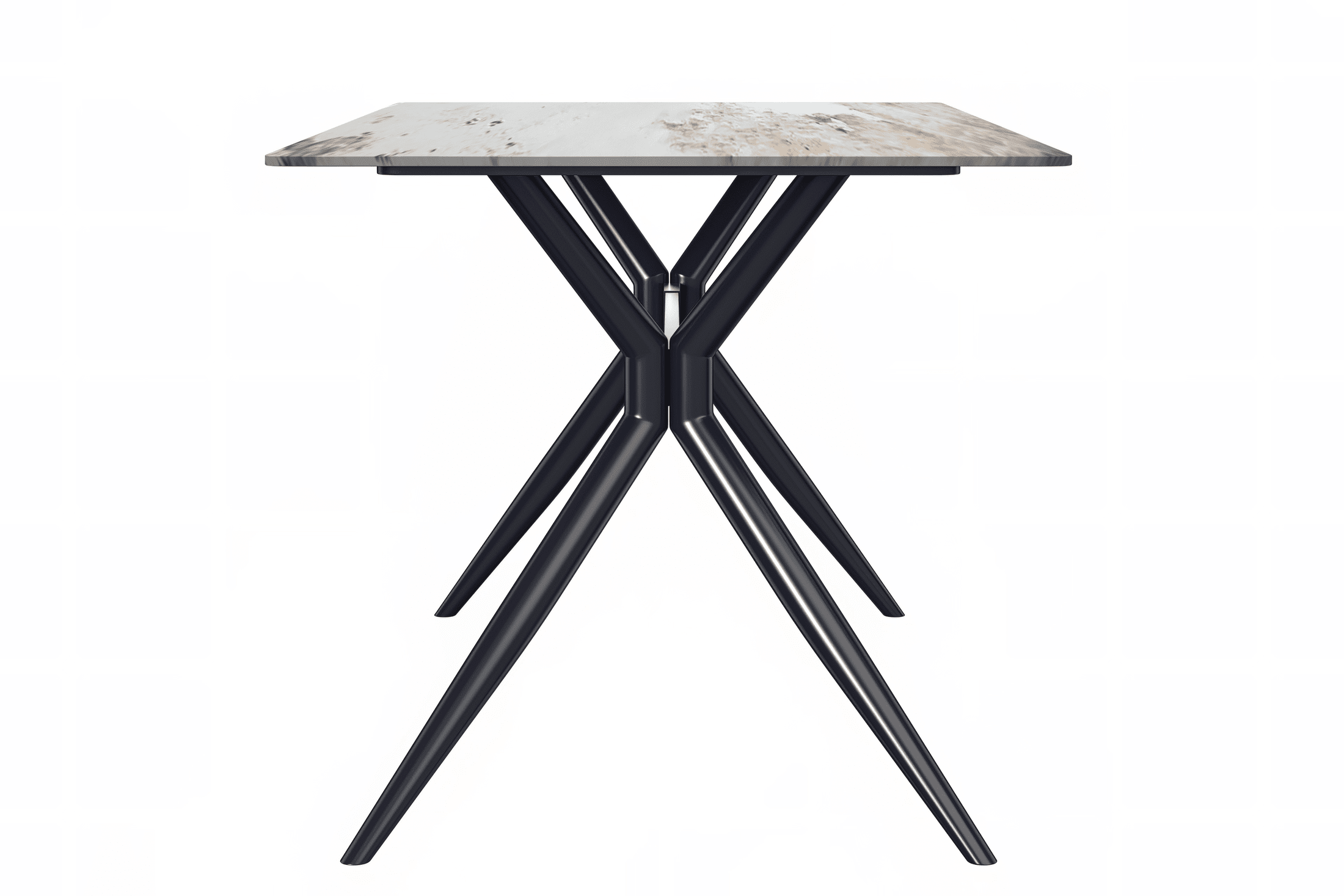 Elega Rectangular Dining Table with Sintered Stone or Glass Rectangular Top and Stainless Steel Base