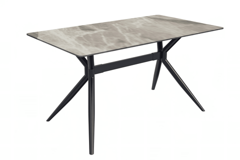 Elega Rectangular Dining Table with Sintered Stone or Glass Rectangular Top and Stainless Steel Base