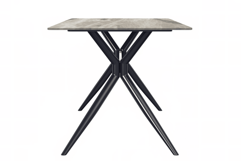 Elega Rectangular Dining Table with Sintered Stone or Glass Rectangular Top and Stainless Steel Base