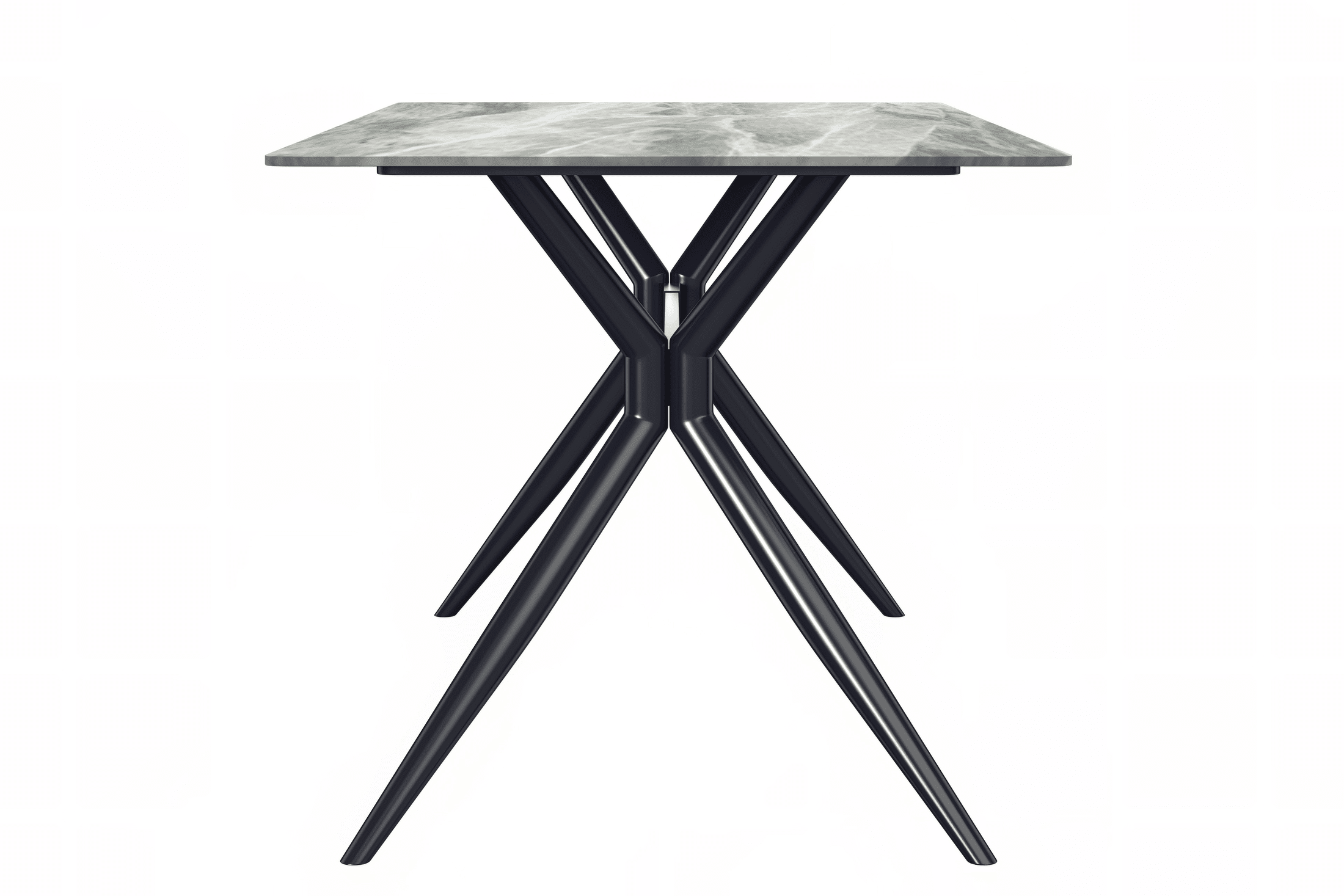 Elega Rectangular Dining Table with Sintered Stone or Glass Rectangular Top and Stainless Steel Base