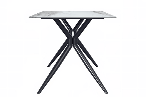 Elega Rectangular Dining Table with Sintered Stone or Glass Rectangular Top and Stainless Steel Base