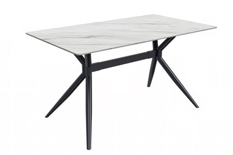 Elega Rectangular Dining Table with Sintered Stone or Glass Rectangular Top and Stainless Steel Base