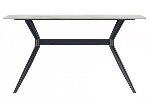 Elega Rectangular Dining Table with Sintered Stone or Glass Rectangular Top and Stainless Steel Base