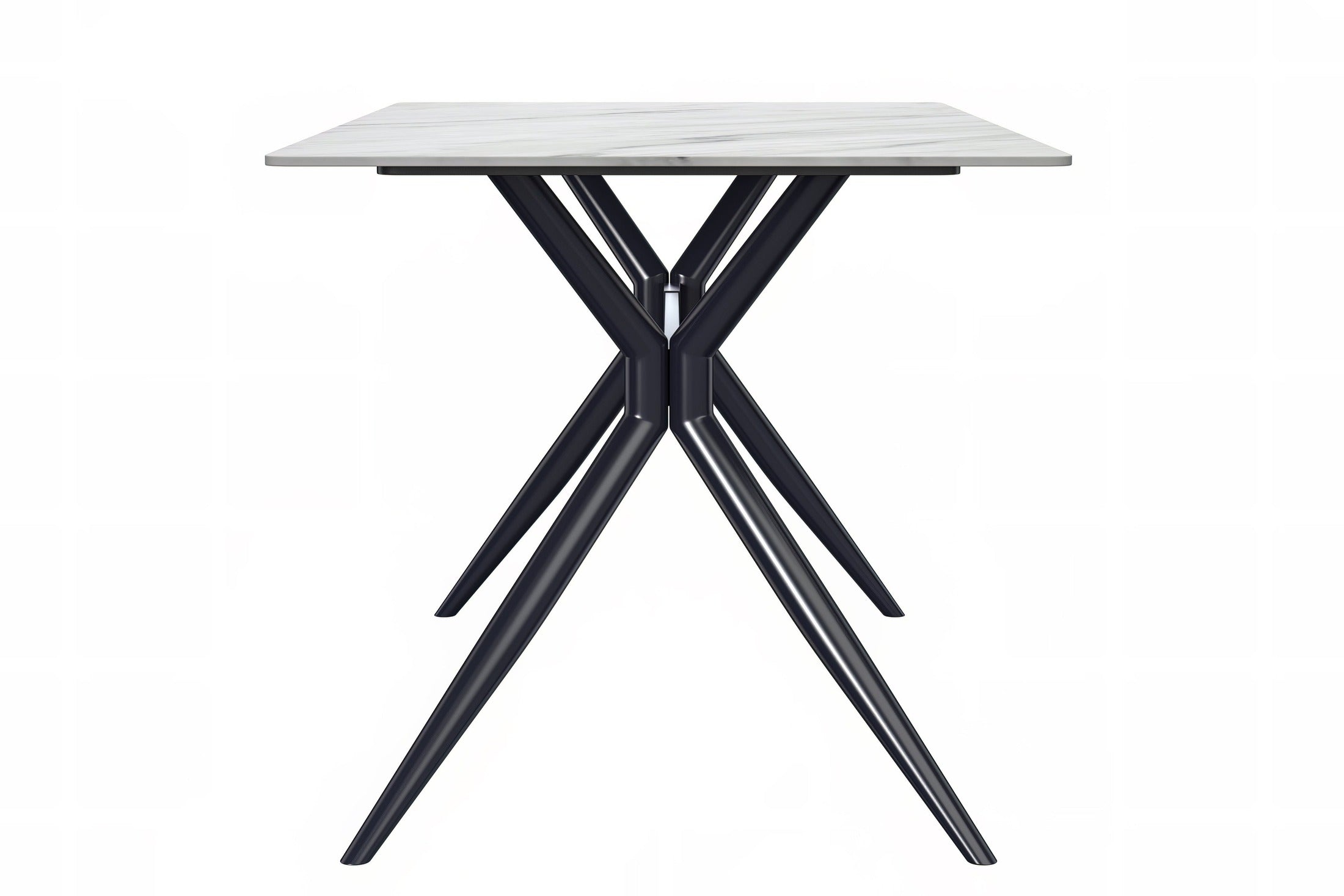 Elega Rectangular Dining Table with Sintered Stone or Glass Rectangular Top and Stainless Steel Base