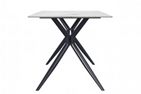 Elega Rectangular Dining Table with Sintered Stone or Glass Rectangular Top and Stainless Steel Base