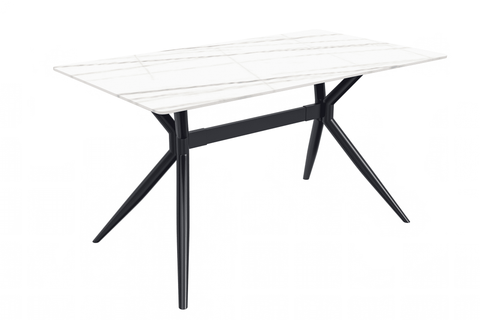 Elega Rectangular Dining Table with Sintered Stone or Glass Rectangular Top and Stainless Steel Base