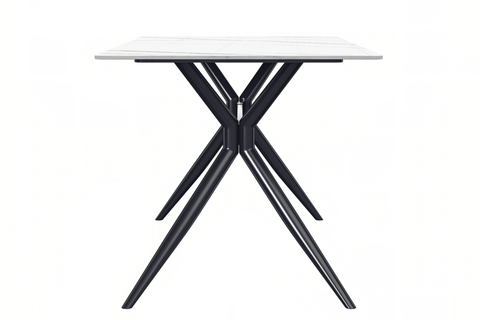 Elega Rectangular Dining Table with Sintered Stone or Glass Rectangular Top and Stainless Steel Base