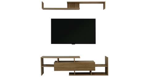 Surrey Modern TV Stand with MDF Shelves and Bookcase for Living Room