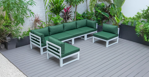 Chelsea 6-Piece Patio Sectional In White Aluminum With Cushions