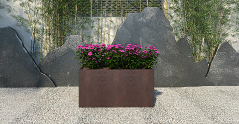 Bloom Mid-Century Modern Rectangular Fiberstone and MGO Clay Planter for Indoor and Outdoor