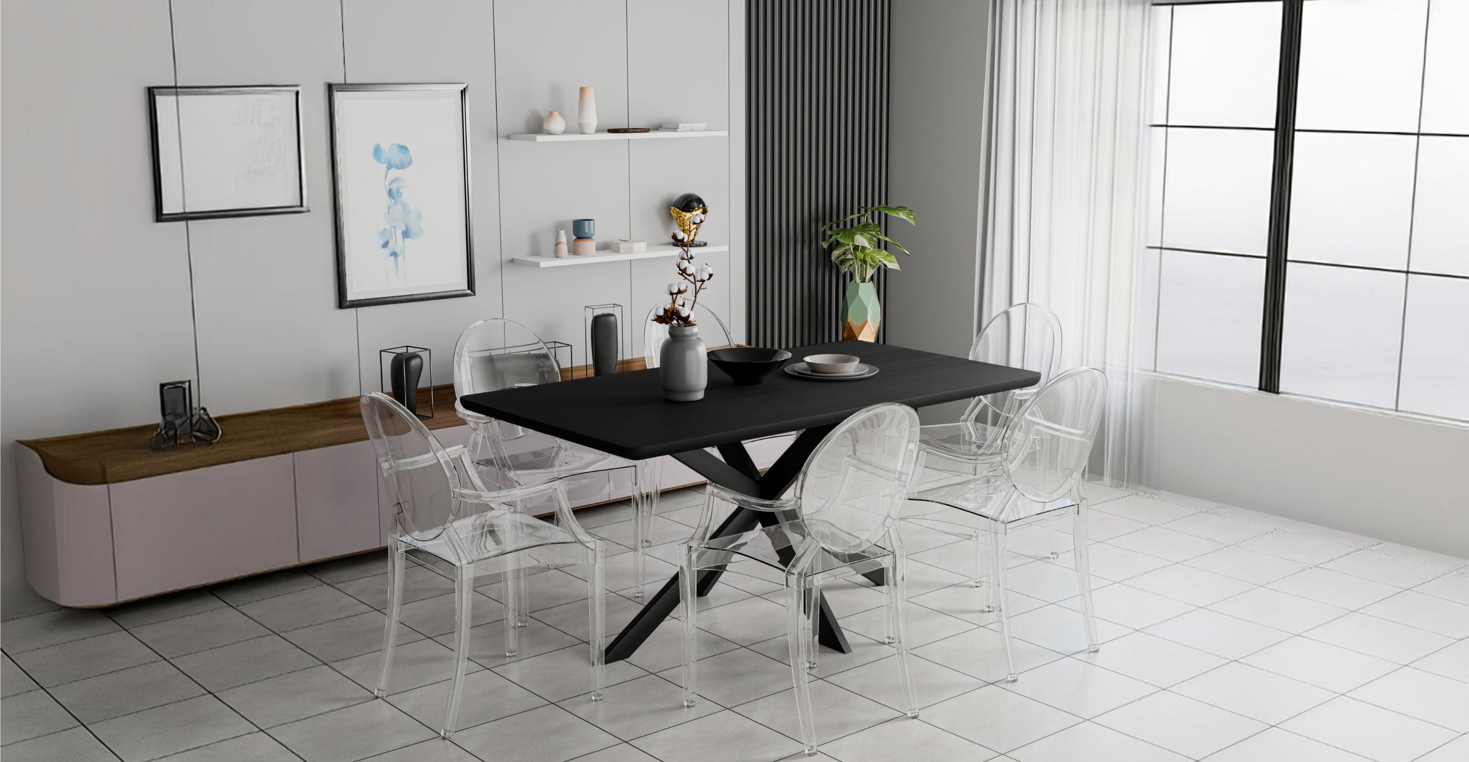 Carroll Modern Acrylic Dining Armchair