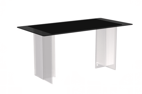 Kova Rectangular Dining Table with Sintered Stone or Glass Top and Acrylic Base Legs