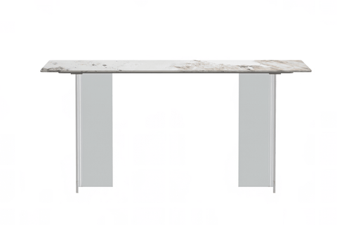 Kova Rectangular Dining Table with Sintered Stone or Glass Top and Acrylic Base Legs