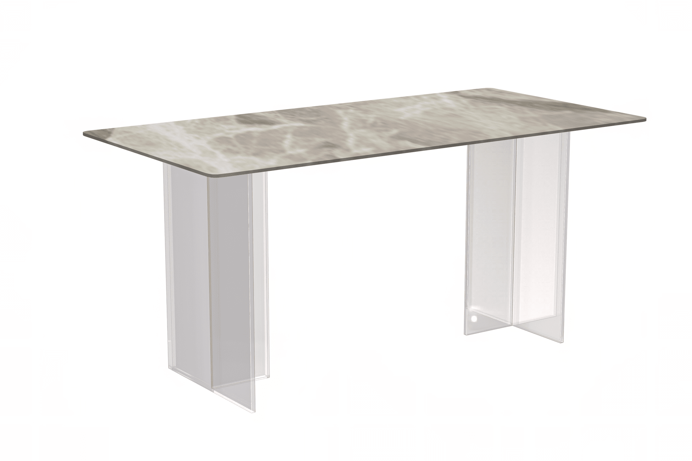 Kova Rectangular Dining Table with Sintered Stone or Glass Top and Acrylic Base Legs