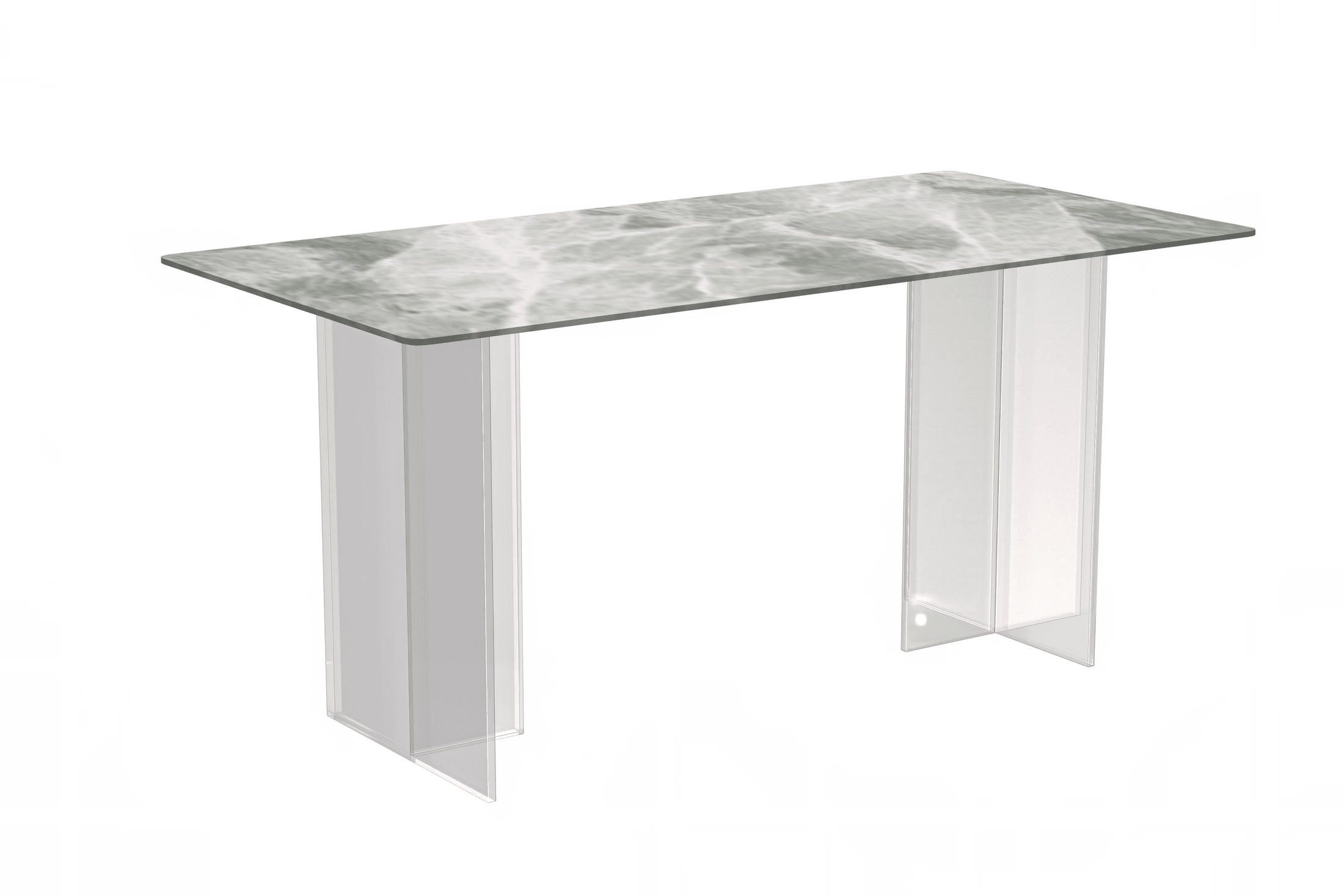 Kova Rectangular Dining Table with Sintered Stone or Glass Top and Acrylic Base Legs