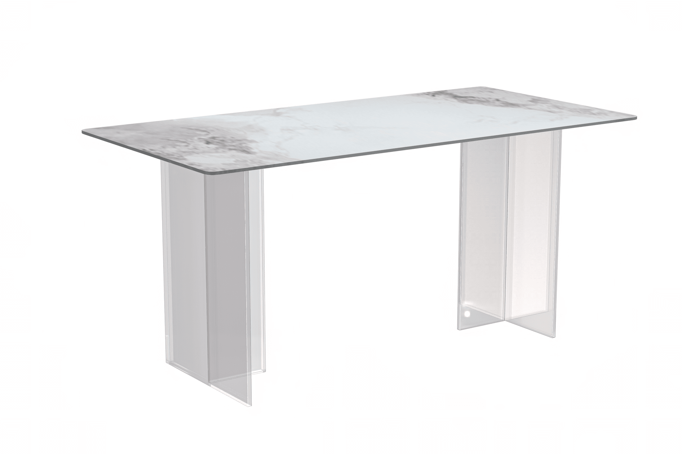 Kova Rectangular Dining Table with Sintered Stone or Glass Top and Acrylic Base Legs