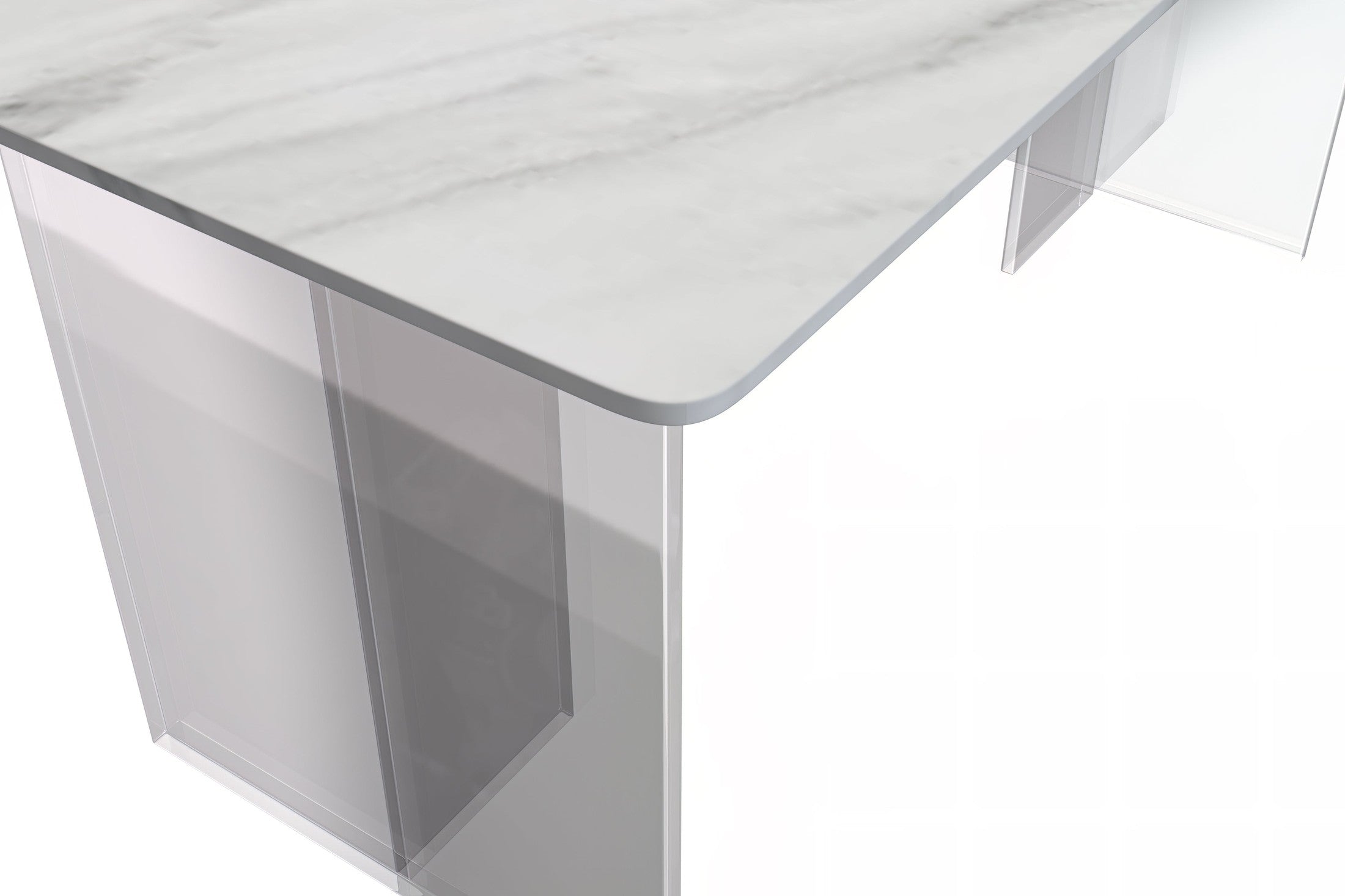 Kova Rectangular Dining Table with Sintered Stone or Glass Top and Acrylic Base Legs