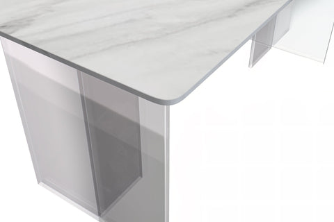 Kova Rectangular Dining Table with Sintered Stone or Glass Top and Acrylic Base Legs