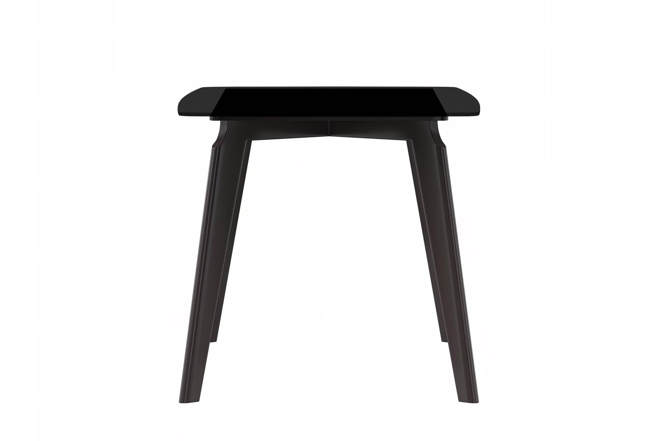 Krevor Modern Dining Table with Rectangular Stone/Glass Wide Tabletop with Black Steel Legs