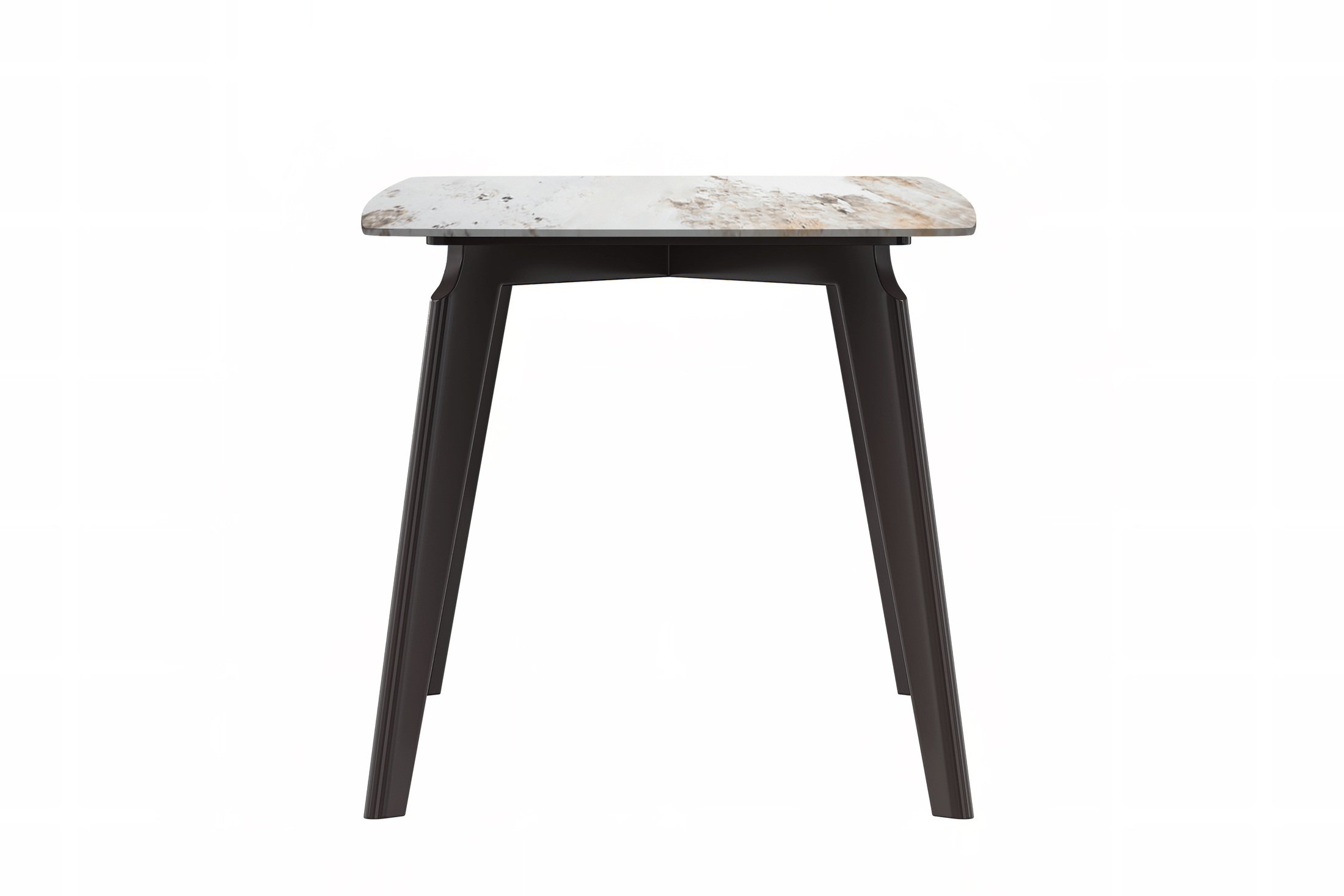 Krevor Modern Dining Table with Rectangular Stone/Glass Wide Tabletop with Black Steel Legs