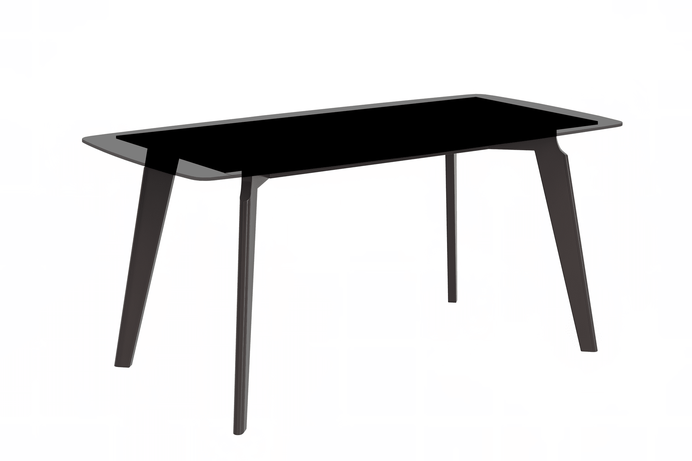 Krevor Modern Dining Table with Rectangular Stone/Glass Wide Tabletop with Black Steel Legs