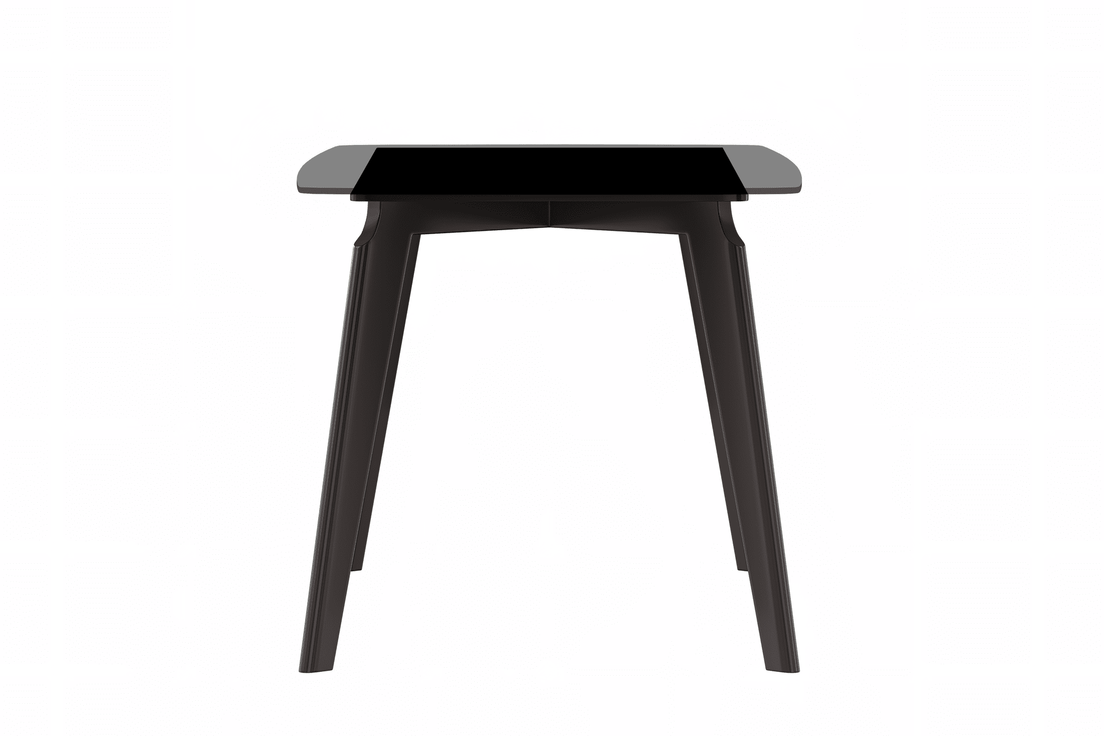 Krevor Modern Dining Table with Rectangular Stone/Glass Wide Tabletop with Black Steel Legs