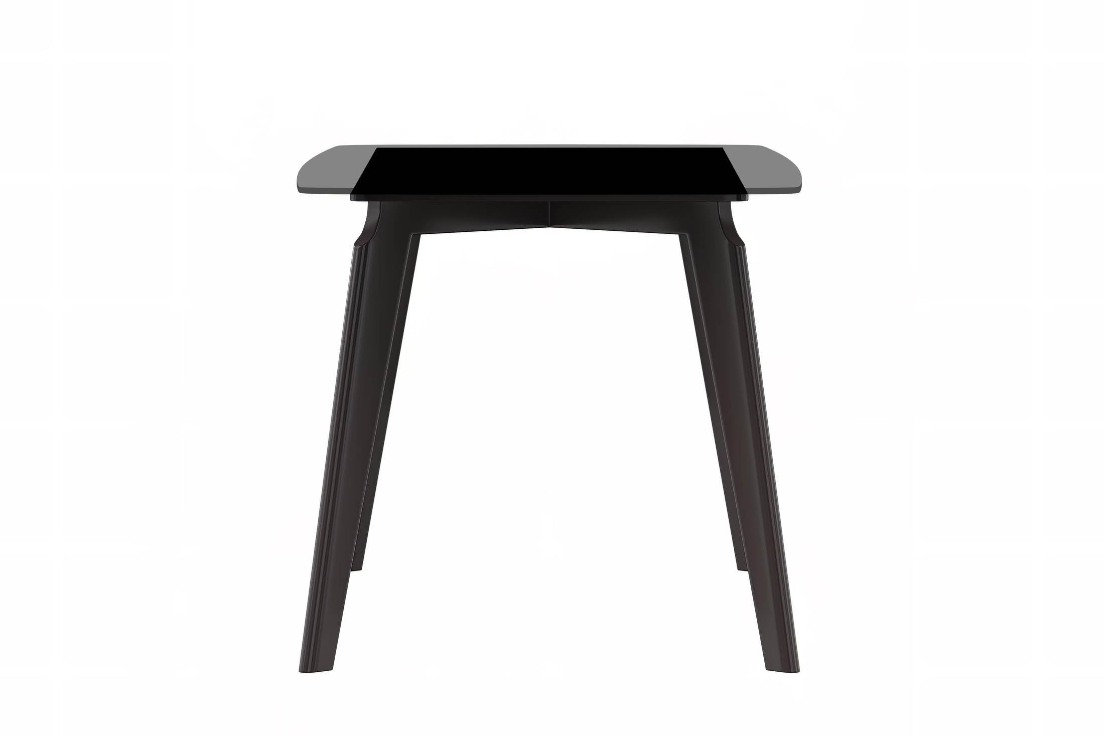 Krevor Modern Dining Table with Rectangular Stone/Glass Wide Tabletop with Black Steel Legs