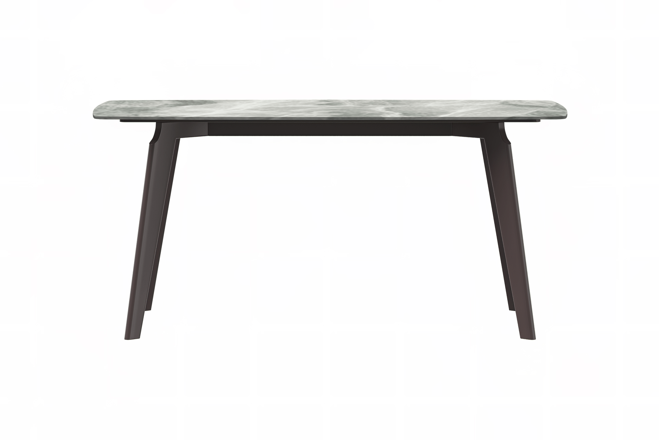 Krevor Modern Dining Table with Rectangular Stone/Glass Wide Tabletop with Black Steel Legs