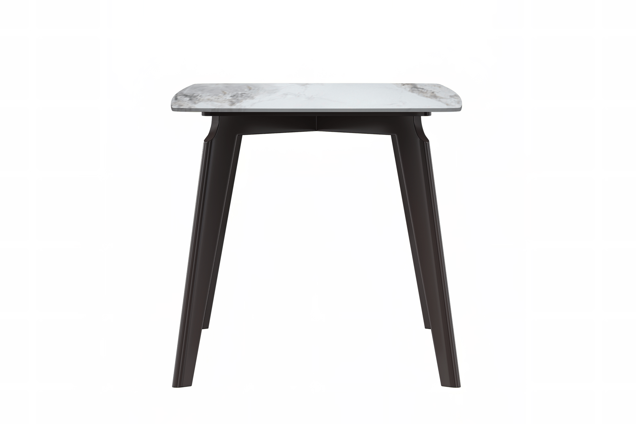 Krevor Modern Dining Table with Rectangular Stone/Glass Wide Tabletop with Black Steel Legs