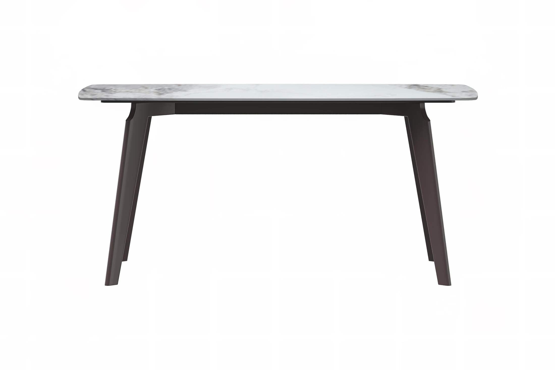 Krevor Modern Dining Table with Rectangular Stone/Glass Wide Tabletop with Black Steel Legs