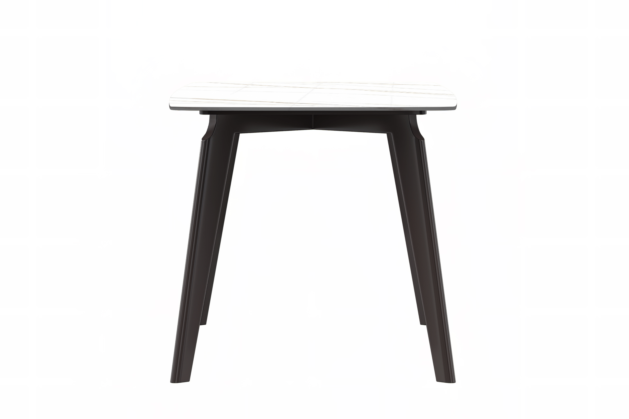 Krevor Modern Dining Table with Rectangular Stone/Glass Wide Tabletop with Black Steel Legs