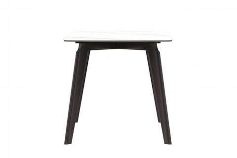 Krevor Modern Dining Table with Rectangular Stone/Glass Wide Tabletop with Black Steel Legs