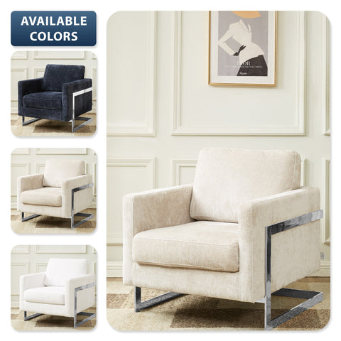Lincoln Accent Chair Upholstered in Boucle with Black Stainless-Steel Frame